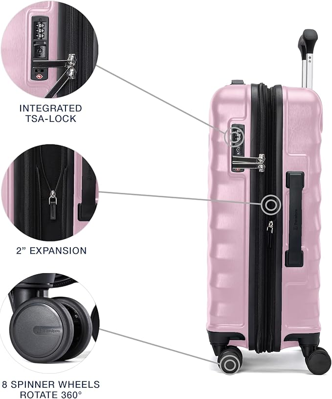 Travelpro Maxlite Air V2 Hardside Expandable Carry on Luggage, 8 Spinner Wheels, Lightweight Hard Shell Suitcase, TSA lock, Pink, Carry On 20-Inch