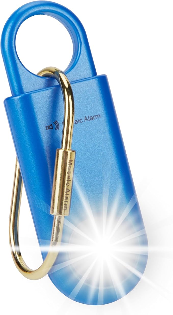 130dB Personal Safety Alarm Ultra Bright Strobe Light Loud Sound Keychain Siren with Carabiner for Women, School Children, Night Runners. Hiking Alarm Bear Deterrent. SOS Emergency Alerts. Blue