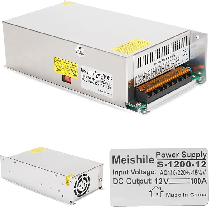 12V 100A 1200W DC Switching Power supply Adapter PSU AC-DC 12Volt Industrial Transformer Converter 0-80/50amps LED drive Lamp Meter Semiconductor Motor Pump Winch Stereos Amplifier Fan SMPS 110V/220V
