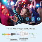Concert Ear Plugs 2 Pairs, Noise Reduction Preserving Sound Clarity Music Earplugs for DJs, Festival, Raves, Loud Events Hearing Protection for Adult/Kid 12+, incl Cord & Case