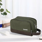 Gonex Travel Toiletry Bag Nylon, Toiletries Kit Shaving Bag Toiletry Organizer Olive & Brown