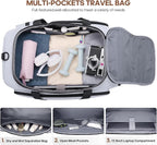 Gym Bag for Men and Women with Shoe & Laptop Compartment, 3-in-1 Sports Travel Duffel Bag Anti-Theft Weekender Carry-on Backpack for Airplane & Workout, Overnight Travel Bag, 35L, Light Grey, Medium
