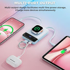 Portable Charger,5000mAh PD 20W Super Fast Charging Power Bank with Built-in Cables,Travel Keychain Battery Pack for Apple Watch Ultra/11/10/9/8/7/6/SE,iPhone 17/16/15/14/13/12 (Blue)
