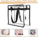 Hoiny Clear Bag for Stadium Events Approved, 12x6x12 Large Transparent Tote Bag with Zipper for Gym Concert Sports Festivals