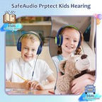 Voopwink Kids Headphones Wired with Microphone, USB Type C Headphones for Kids Girls Boys with Cord/LED Lights/85/94dB Volume Limit, Portable Over Ear Headphones for School/Travel/Tablet/iPad