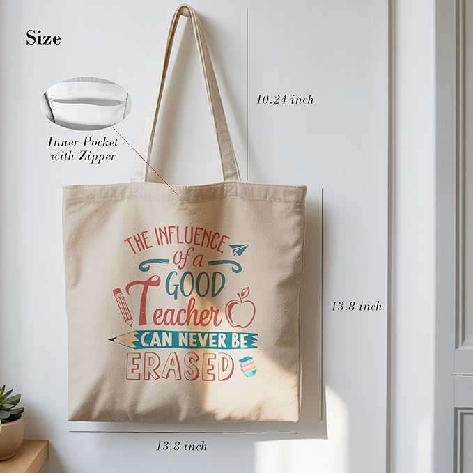 Aesthetic Canvas Tote Bag, Cute Reusable Bags for Women with Inner Pocket