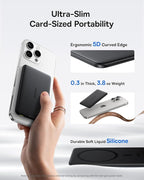 Baseus Picogo Power Bank, 0.3" Ultra Slim 5000mAh MagSafe Portable Charger, Card-Size Magnetic Battery Pack with USB-C Braided Cable, Alloy Wireless Charger for iPhone 17 Pro Max/17 Air/16/15/14/13/12