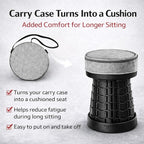 Telescoping Folding Camping Stool, Portable Adjustable Height Outdoor Chair, 1-Second Setup, Compact Lightweight for Camping, Fishing, Hiking (Black)