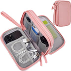 CAAORDKSO Electronics Accessories Organizer Pouch Bag, Electronic Organizer Travel Case, Tech Pouch, Travel Essentials for Women, Cable, Cord, Phone, Charger, Power Bank, Earphone (Light Pink, Large)