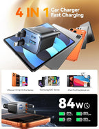 [2026 Ultra-Compact] 84W Retractable Car Charger, [PD 45W] Car Charger USB C for iPhone 16 17 Pro Fast Charging, Car Accessories Travel Essentials Gifts for Women Men for iPhone 17 Air 16 15 14 13 12