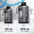 AQUAFIT 1 Gallon Water Bottle with Time Marker - Straw & Chug Lid - BPA Free Gym Water Bottle with Straw - Big Gallon Jug (Galaxy, 128 oz - 2 Lids)