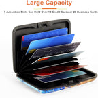 Mayski Credit Card Holder, RFID Blocking, Aluminum Alloy Hard Case, Small Mini Business Metal Wallet for Women Men, Floral Art