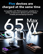 65W for MacBook Pro Charger,5-in-1 Retractable Wall Charger Plug for iPhone 17,3.94 ft PD USB C&Lightening Cable&3 Ports,Fast Charging Block for Mac Book Pro/Air,M1 M2 M3 M4 M5,iPad Pro,Galaxy,Pixel