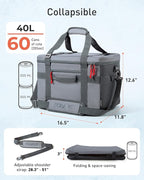 TOURIT Soft Sided Cooler Bag Insulated 30/48/60 Cans, Large Collapsible & Leakproof Ice Chest for Picnic, Beach, Camping, Travel