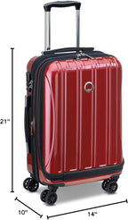 Delsey Luggage Helium Aero, International Carry On Luggage, 19", Front Pocket Hard Case Spinner Suitcase, Brick Red