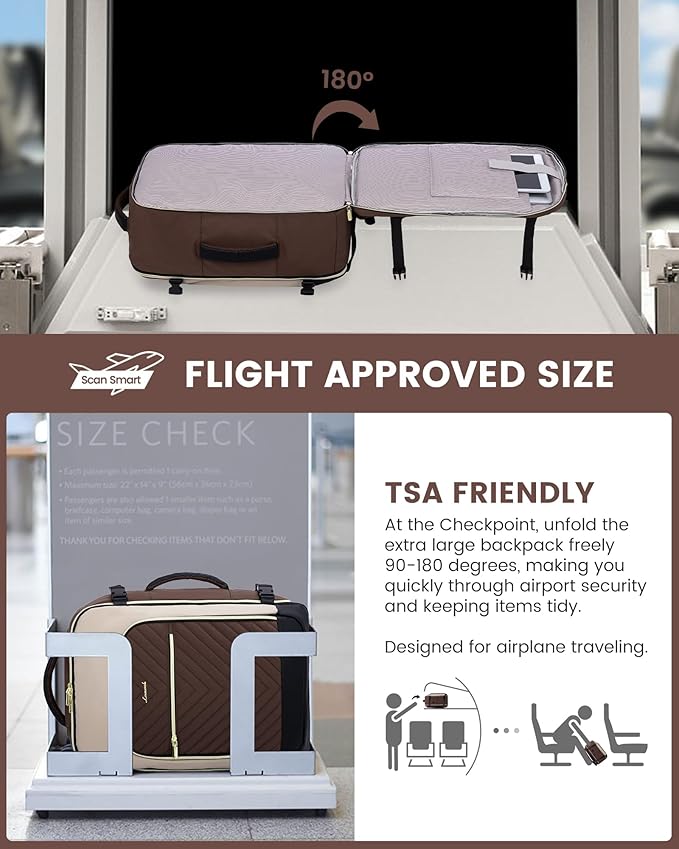 LOVEVOOK Large Travel Backpack for Women, TSA Carry on Backpack for Airplanes, 50L Personal Item Travel Bag for Women fits 17" Laptop,Waterproof Carry on Bag Airplane Approved with 3 Packing Cubes
