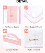 BAGSMART Clear Toiletry Bag, TSA Approved Travel Toiletry Bag Carry On Travel Accessories Bag Airport Airline Quart Size Bags water-resistant Makeup Bag for Women