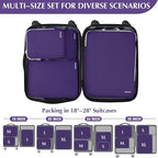 Gonex Compression Packing Cubes, 4pcs Expandable Storage Travel Luggage Bags Organizers (Purple)