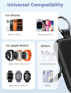 RORRY CharmGo Portable Charger, 5000mAh Portable Charger Power Bank with Built-in Cables, Travel Keychain Battery Pack for Apple Watch and iPhone Air/17/16/15/14/13/12, Graffiti
