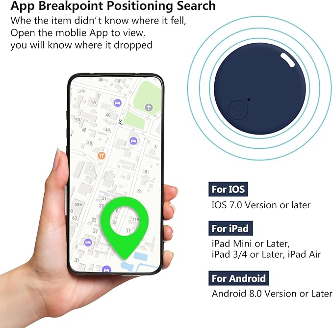 Aircawin GPS Tracker Case,Key Item Finder Locator,No Monthly Fee App for iOS/Android 2023 Latest,Portable Anti-Lost Bluetooth Mini Tag Item Tracker for Luggages/Kids/Pets/Phone/Wallet/Bag-1Pcs-Blue