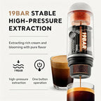 Portable Electric Espresso Machine Self-heating with USB-C, 12V 7800mAh Long battery life Travel Coffee Maker for Camping Hiking Office Car Compatible with NS Capsules & Ground Coffee