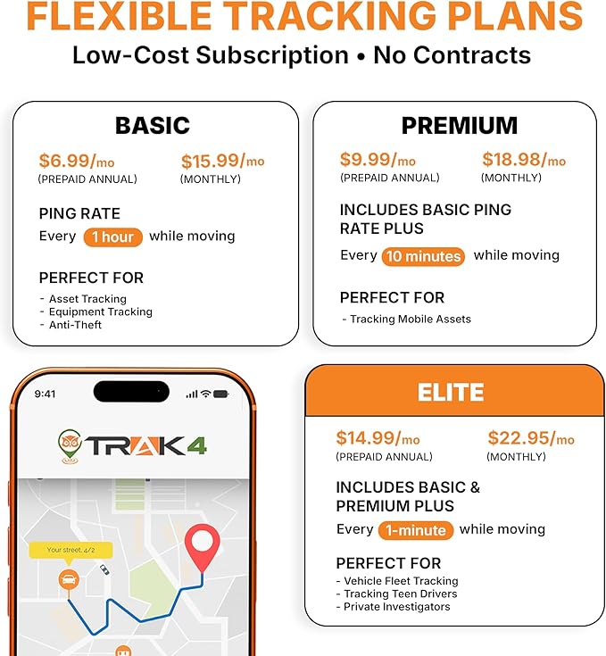 Trak-4 GPS Tracker for Vehicles, Assets, Equipment. Long Battery Life, Waterproof, Global Tracking. Low-Cost Subscription Required.