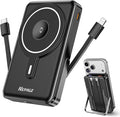 for Magsafe Portable Charger, Magnetic Power Bank with Foldable Stand, PD 22.5W Fast Charging with USB-C Cable, Wireless Portable Charger for iPhone 17/16/15/14/13/12 Series, Black