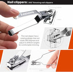 Konovo Toenail Clippers for Seniors Thick Toenails, Toe Nail Clippers Adult Thick Nails Long Handle 16mm Wide Jaw Opening Nail Clippers Heavy Duty Nail Clippers Kit 5Pcs