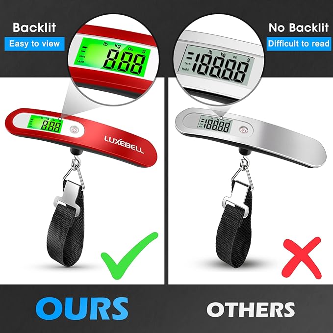 Digital Luggage Scale Vacation Travel Essentials Accessories Gifts for Traveler Portable Suitcase Handheld Weight Scale 110 lbs Hanging Baggage Travel Must Haves