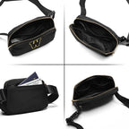 Gitus Belt Bag Fanny Pack Crossbody Bags with Initial Letter Patch Gifts for Wife Older Women Mother Coworker Bridesmaid Anniversary Travel Gifts Beach Gifts (Black-W)
