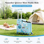 Ride on Suitcase for Kids, Hard Shell Kids Luggage with Belt, Foldable Pedal & Front Grab Handles, Hidden Cup Holder, TSA Lock, 6 Spinner Wheels, Kids Carry on Suitcase for Travel, Blue