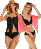 CHICGAL 2 Pieces Women Beach Sarong Bathing Suit Wrap Skirt Sheer Bikini Swimsuit Cover Ups for Swimwear