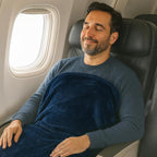 Comfort Fly Travel Blanket & Pillow – 2-in-1 Micro Plush Airplane Blanket with Carry Case (40" x 70") - Navy