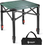 VILLEY Folding Camping Square Table with Carry Bag, Lightweight Aluminum Adjustable Square Table for Outdoor, Camping, Picnic, Backyards, BBQ, Small