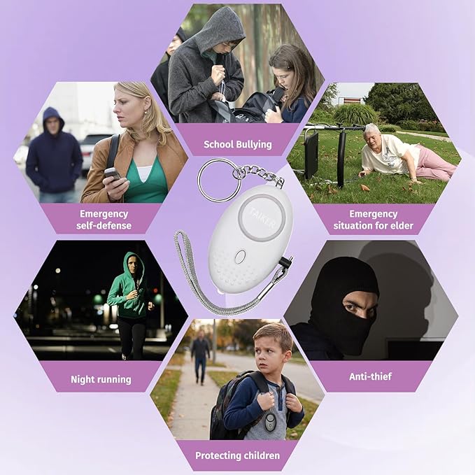 Personal Alarm for Women 140DB Emergency Self-Defense Security Alarm Keychain with LED Light for Women Kids and Elders-2 Pack (Aqua Marine & White)