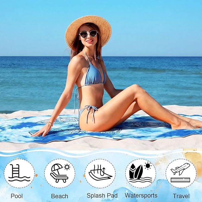FuWeave 6 Pcs 72 x 36 Microfiber Oversized Beach Towels Large Absorbent Thin Compact Lightweight Sand Free Quick Dry Towels Pack for Travel Pool Yoga Gym Sports Beach Accessories