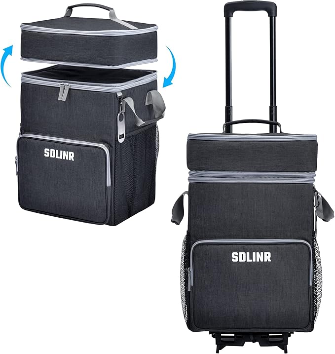 SDLINR 72-Can Large Rolling Cooler, Leakproof Insulated Soft Cooler Bag with Wheels and Handle Collapsible for Beach Camping Patio Travel Outdoor