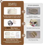 BOYATU Travel Makeup Bag Cosmetic Bags for Women: Large Capacity 3 Pcs Set Make up Bag with Compartments - Waterproof Vegan Leather Toiletry Organizer Bags with Handle (M-72Off-white)