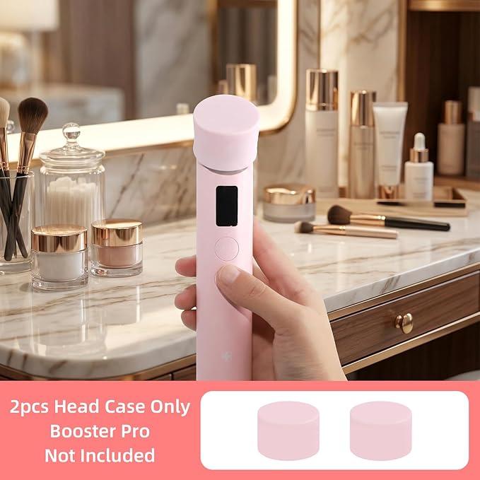 2Pcs Head Case for Age-R Booster Pro, Silicone Protective Head Cap Suitable for Age-R Booster Pro Beauty Device Accessory (Pink)
