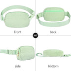 Fleece Fanny pack with Adjustable Strap for Women and Men Crossbody Bag Bum Bag, Waist Pack for Hiking Workout Sports Travel Light Green