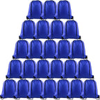 PLULON 25 Pcs Blue Drawstring Backpack Bags Bulk String Backpack Cinch Sack Pull Sport Gym Backpack Bags for Yoga Traveling Outdoor Sports