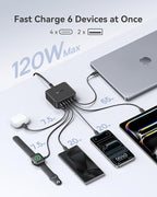 Baseus Picogo Magsafe Portable Charger, Qi2 Certified 0.5" Ultra Slim 15W Wireless Power Bank andBaseus Charging Station 120W, 6-in-1 USB-C PD Fast Charging Desktop Charger