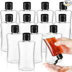 Domensi 12 Pcs 3.4 oz Travel Bottles with Flip Cap Clear Plastic Travel Size Containers Portable Leak Proof Squeeze Bottle Refillable Empty Cosmetic Containers for Liquid Shampoo Lotion
