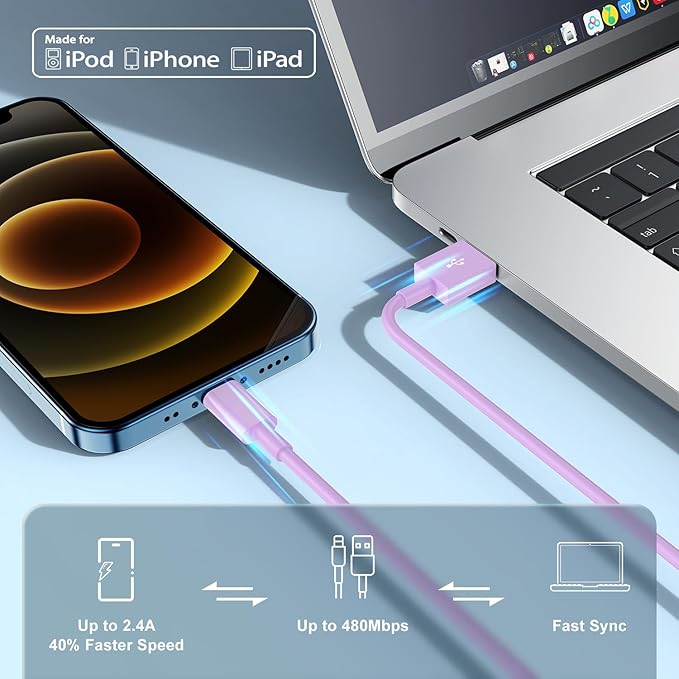10ft iPhone Charger, [Apple Certified] Long Apple Charging Cord,10 Feet Original Lightning to USB Cable,10 Foot iPhone Charging Cable for iPhone 14 Pro Max/14/13 Pro/12 Mini/11/XS/XR/8/7/6S/5/SE,iPad