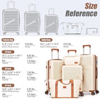 Cosbarn Luggage Sets 5 Piece Suitcases with Wheels, Suitcase Set ABS Hard Case Luggage with TSA Lock Spinner Wheels Durable Travel Luggage (5-Piece Set(20"/24"/28"))