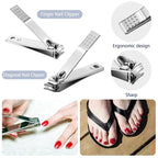 Geosar 50 Set 8 in 1 Travel Manicure Kit Bulk Professional Nail Clippers Pedicure Nail Care Tools Grooming Stainless Steel Set with Portable Travel Case, Gift for Valentine Men Women(Black)