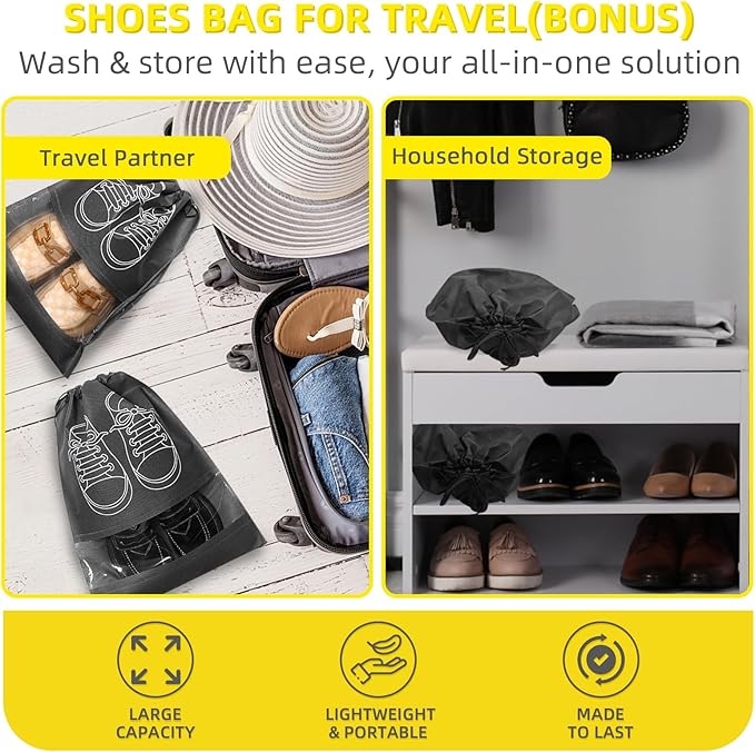 Shoe Washing Machine Bag | Laundry Shoe Bag for Washer and Dryer, 2pcs Reusable Shoes Cleaner Bags, Chenille Microfiber for Sneakers Tennis Shoes, Zipper with Lock Ring