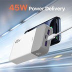 JUOVI J2621 Power Bank Portable Charger 20000mAh 45W, PD3.0 QC 4.0 Fast Charging Battery Pack with LED Display,2 USB-C,2 USB-A for iPhone 15 16, MacBook