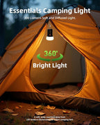 LED Rechargeable Camping Lantern with Hook - 6000mAh Emergency Outdoor Camping Lights, IPX5 Water Resistant Portable Tent Lights for Hiking, Backpacking, Fishing, Outages (Black 2Pack)