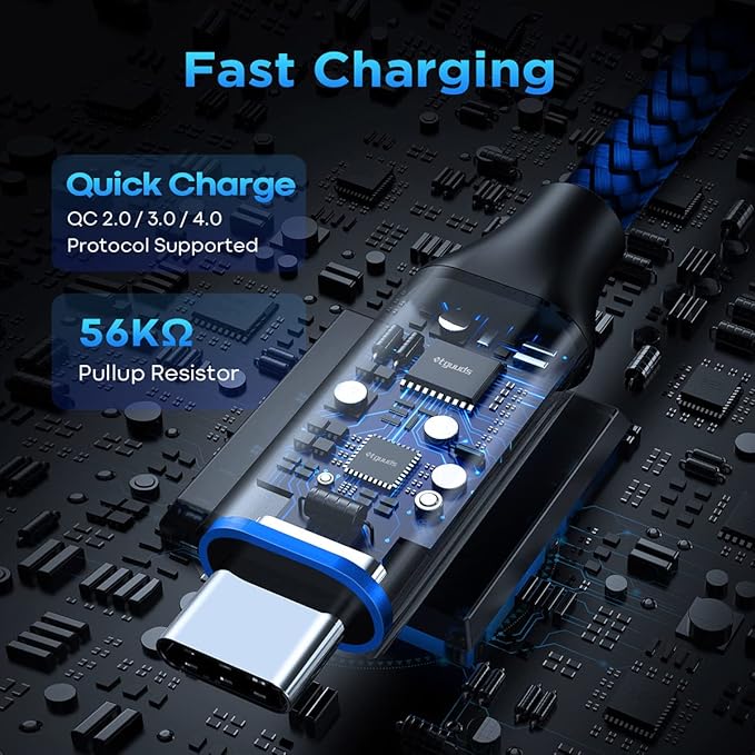 etguuds USB C Cable [20ft/6m], 1-Pack, Long USB-A 2.0 to USB-C Cable, Fast Charging Type C Charger Cord Nylon Braided for Samsung Galaxy Note, LG, Moto, Pixel, Switch, and Other USB C Devices